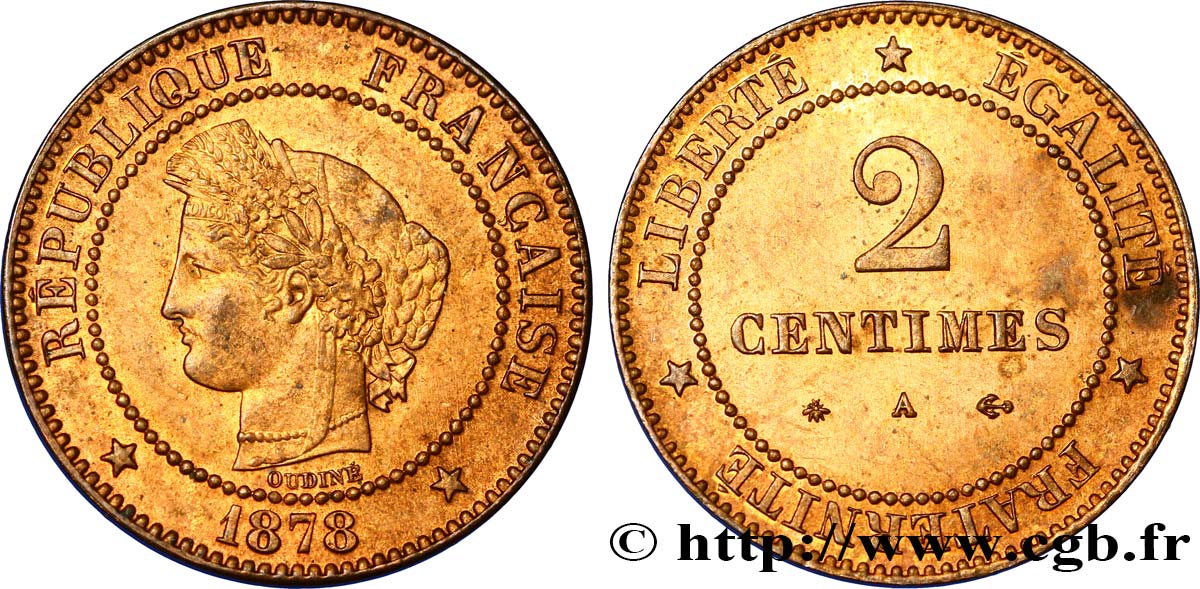 2 centimes Cérès 1878 Paris F.109/3 VZ58 