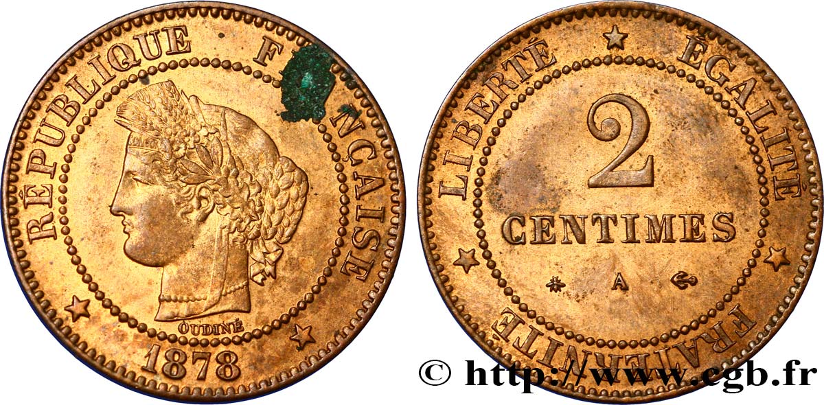 2 centimes Cérès 1878 Paris F.109/3 AU58 