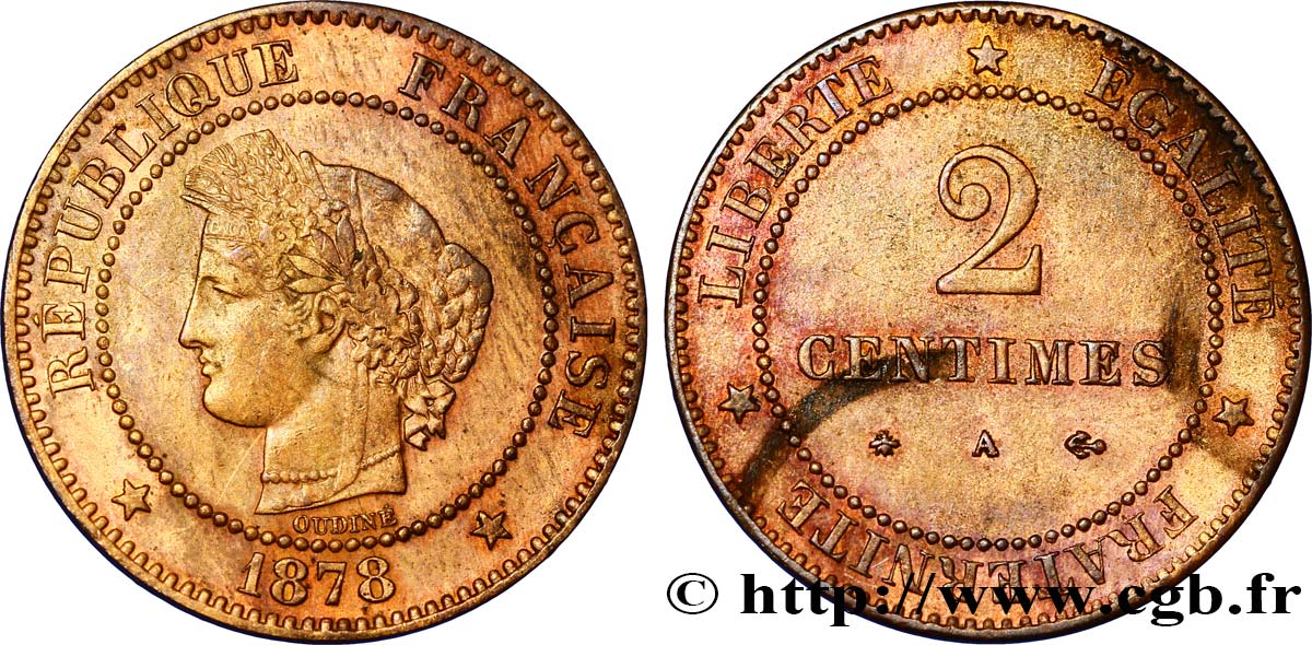 2 centimes Cérès 1878 Paris F.109/3 MBC54 
