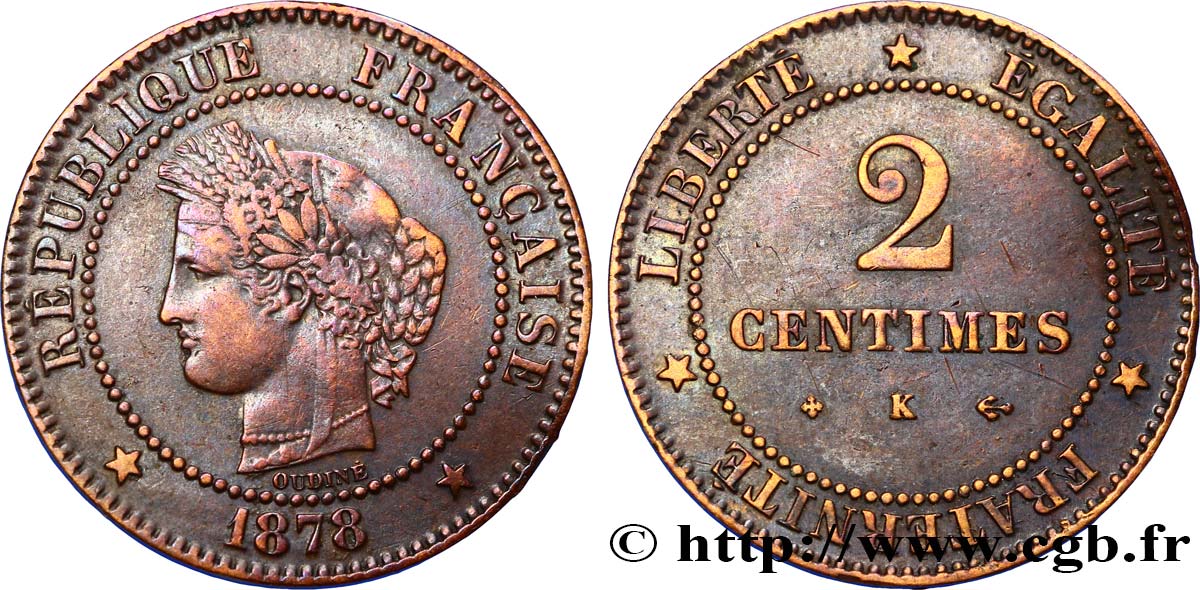 2 centimes Cérès 1878 Bordeaux F.109/4 TTB48 