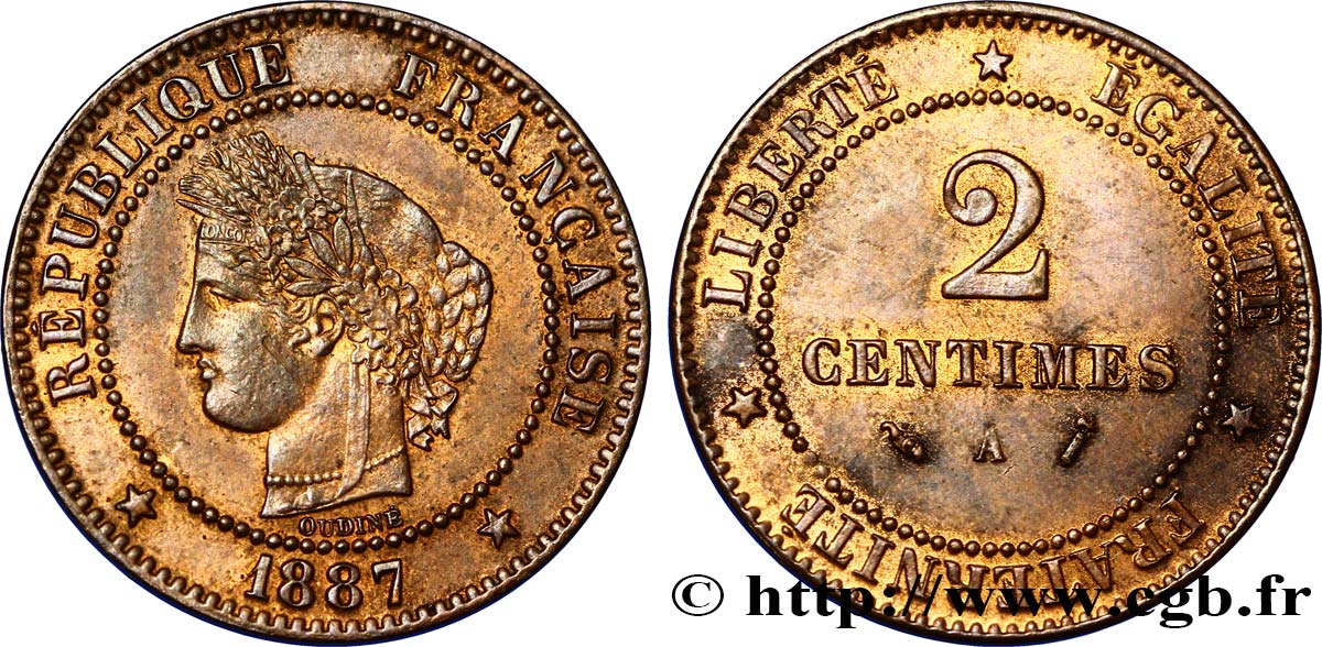 2 centimes Cérès 1887 Paris F.109/13 SUP55 