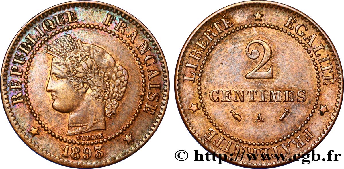 2 centimes Cérès 1893 Paris F.109/19 MBC54 