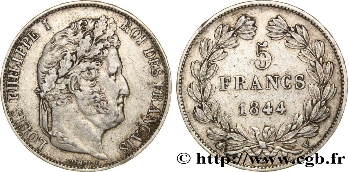 5 francs IIIe type Domard 1844 Lille F.325/5 XF45 