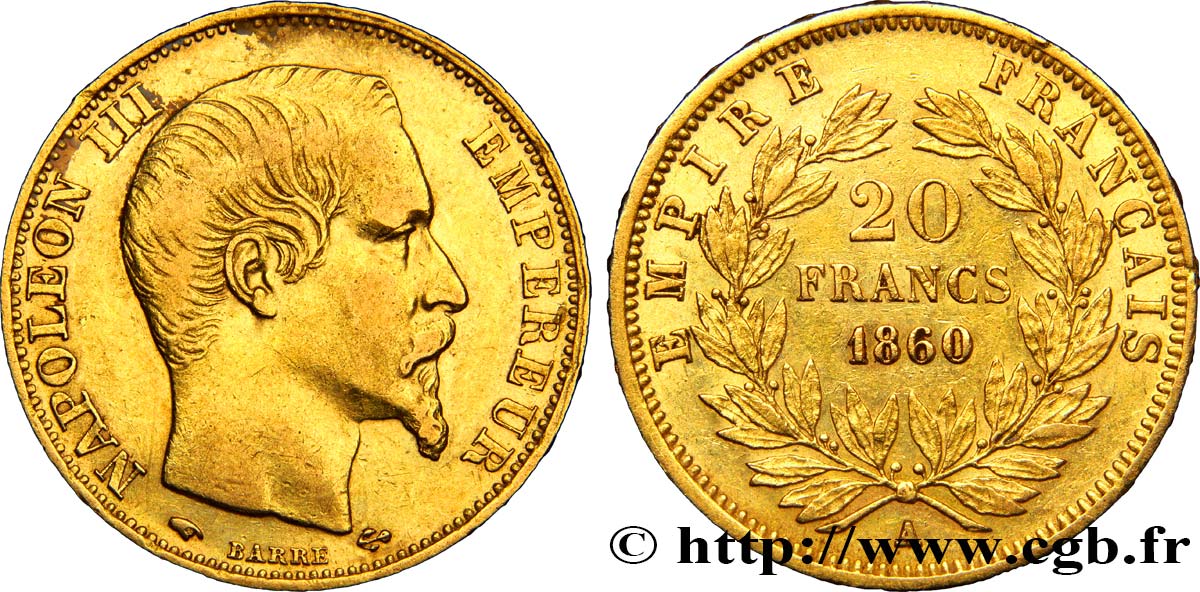 20 francs or Napoléon III, tête nue 1860 Paris F.531/18 TTB40 