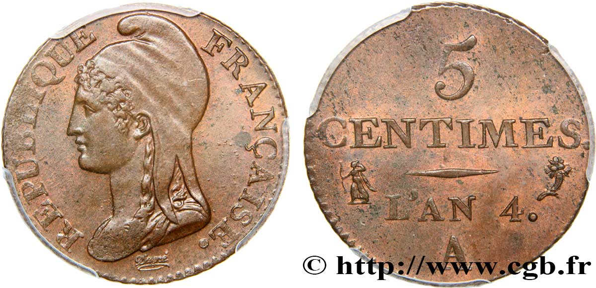 5 centimes Dupré, petit module 1796 Paris F.113/1 SC63 