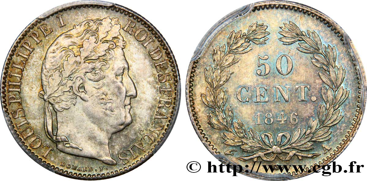50 centimes Louis-Philippe 1846 Paris F.183/7 MS66 