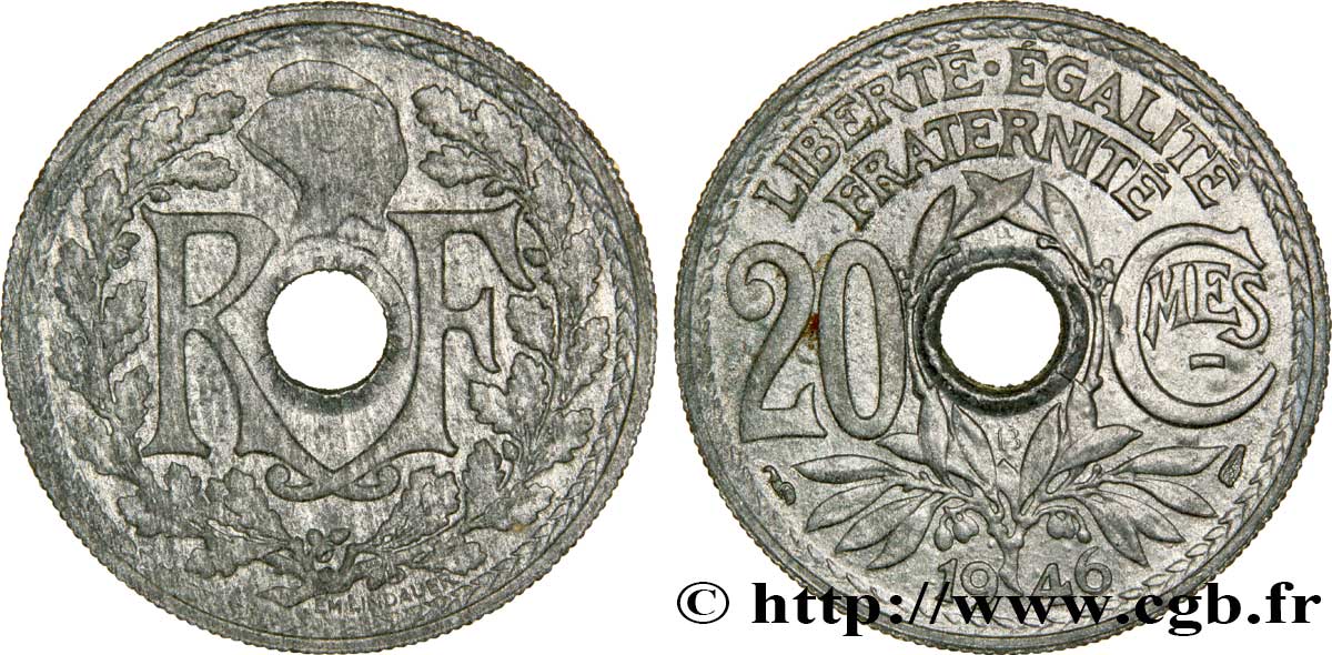 20 centimes Lindauer Zinc 1946 Beaumont-Le-Roger F.155/6 XF45 