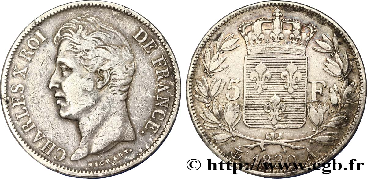 5 francs Charles X, 2e type 1830 Paris F.311/40 MBC45 