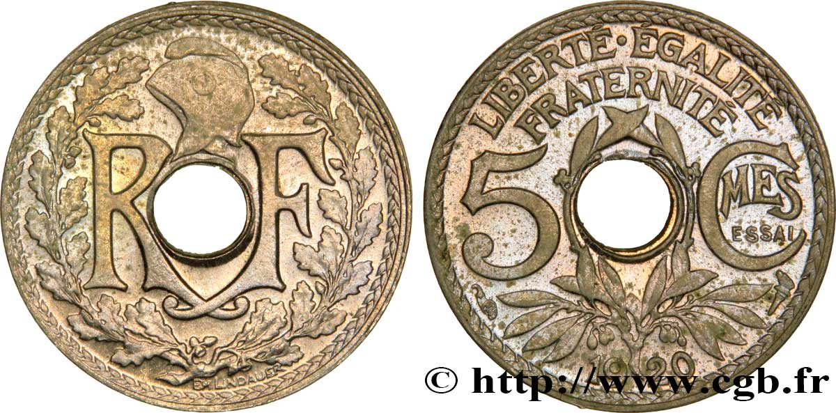 Essai de 5 centimes Lindauer, petit module 1920  F.122/1 MS64 