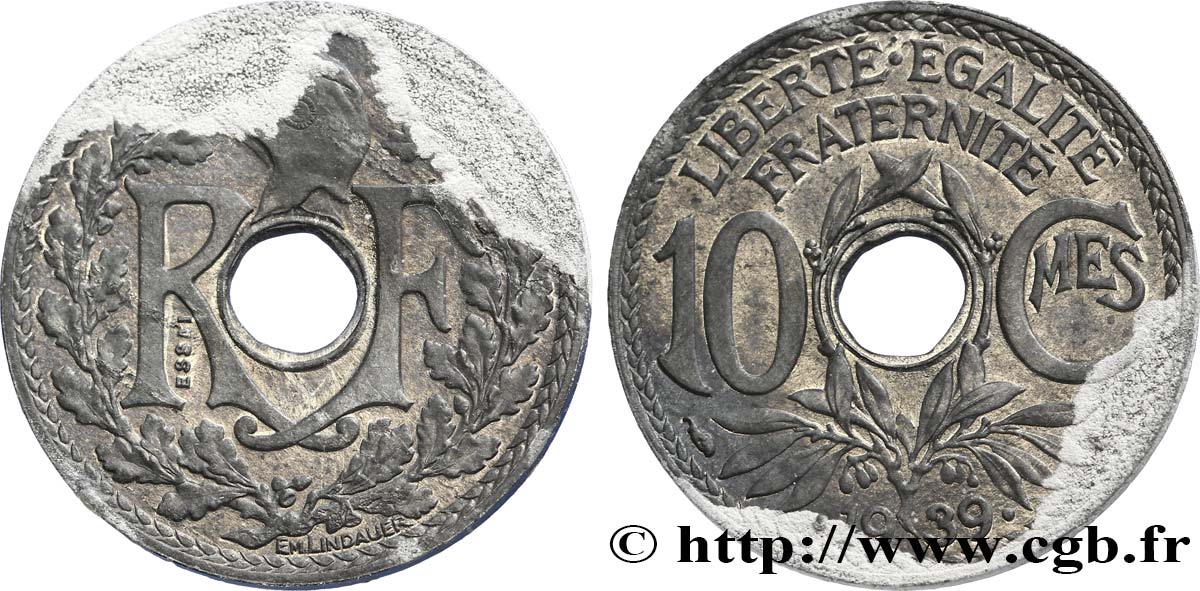 Essai de 10 centimes Lindauer en zinc 1939 Paris GEM.41 12 var. VZ 