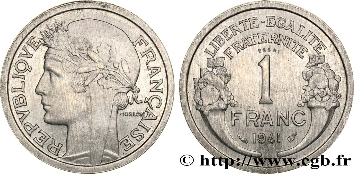 Essai de 1 franc Morlon, légère 1941 Paris F.221/1 SC64 