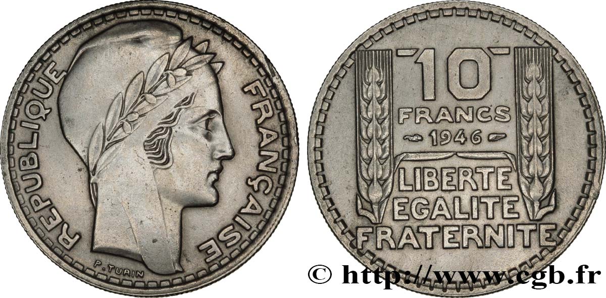 10 francs Turin, grosse tête, rameaux longs 1946 Paris F.361/3 TTB52 