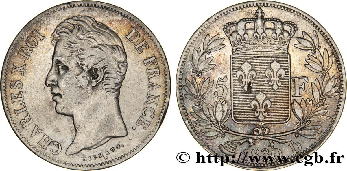 5 francs Charles X, 2e type 1830 Lyon F.311/43 MBC42 
