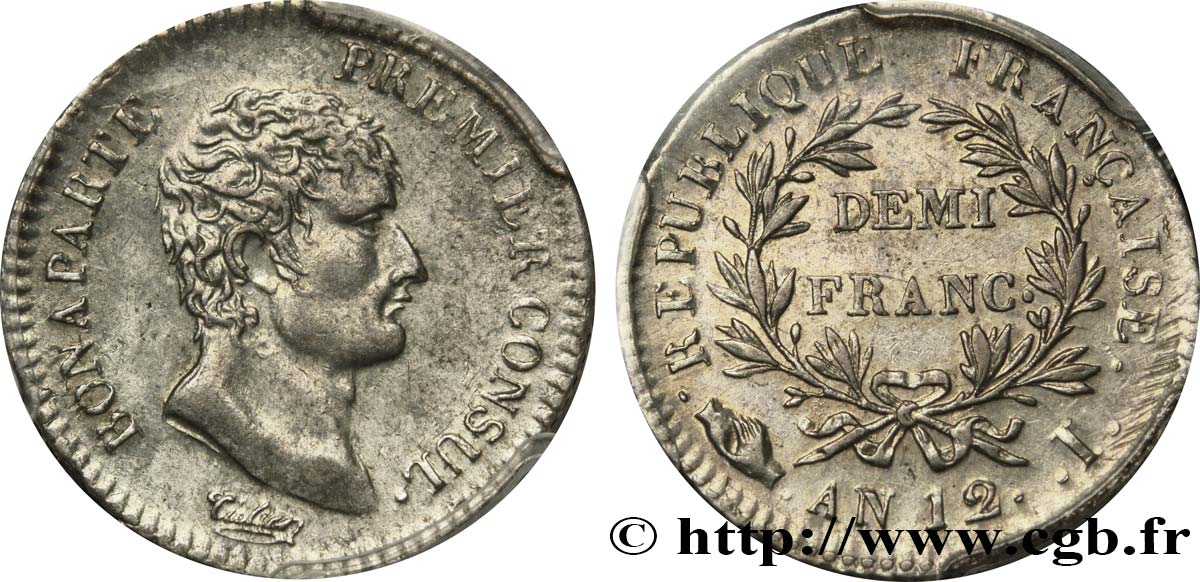 Demi-franc Bonaparte Premier Consul 1804 Limoges F.173/7 EBC55 