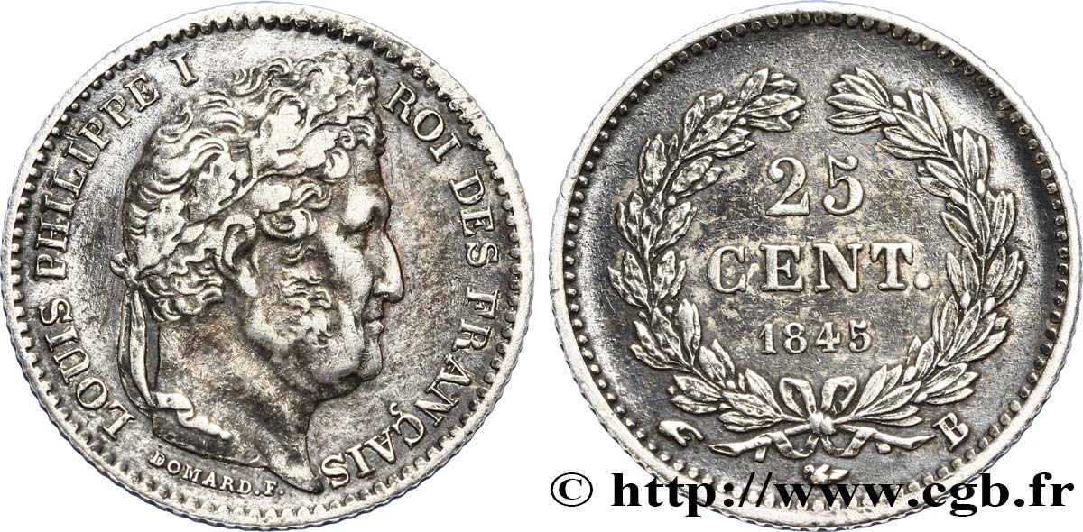 25 centimes Louis-Philippe 1845 Rouen F.167/1 TTB45 