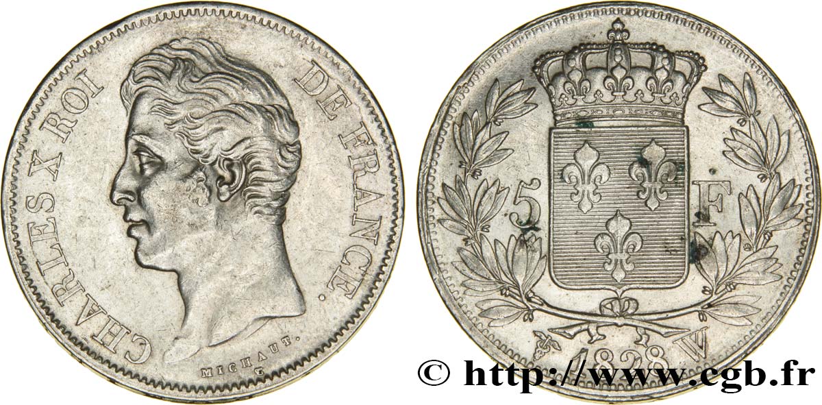 5 francs Charles X, 2e type 1828 Lille F.311/26 BB50 