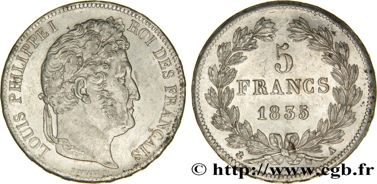 5 francs IIe type Domard 1835 Paris F.324/42 SUP58 