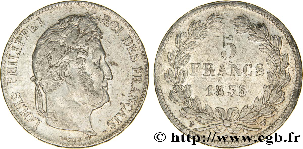 5 francs IIe type Domard 1835 Lille F.324/52 MBC48 