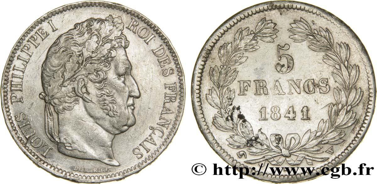 5 francs IIe type Domard 1841 Lille F.324/94 AU52 