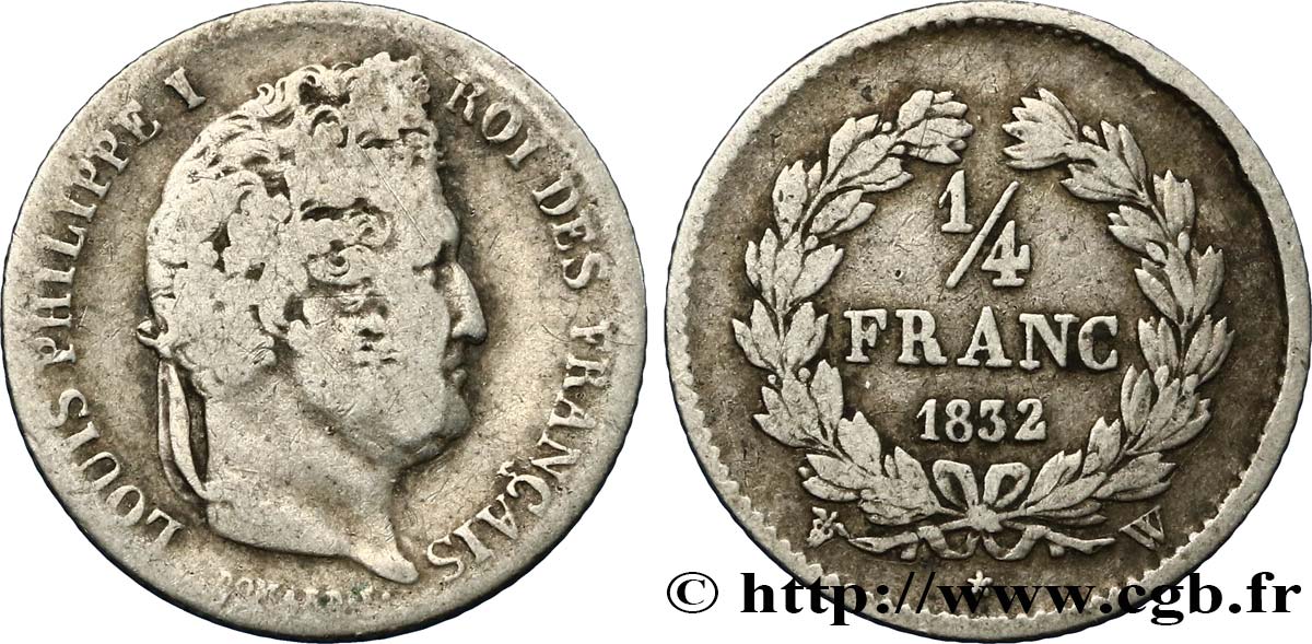1/4 franc Louis-Philippe 1832 Lille F.166/28 var. S20 
