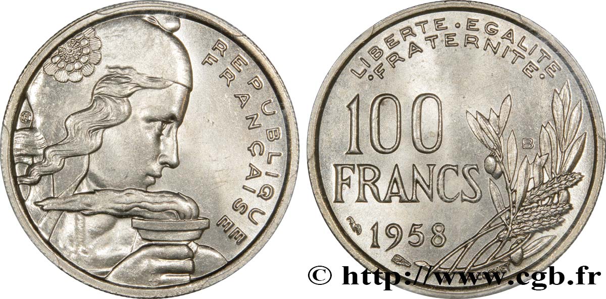 100 francs Cochet 1958 Beaumont-Le-Roger F.450/14 MS64 