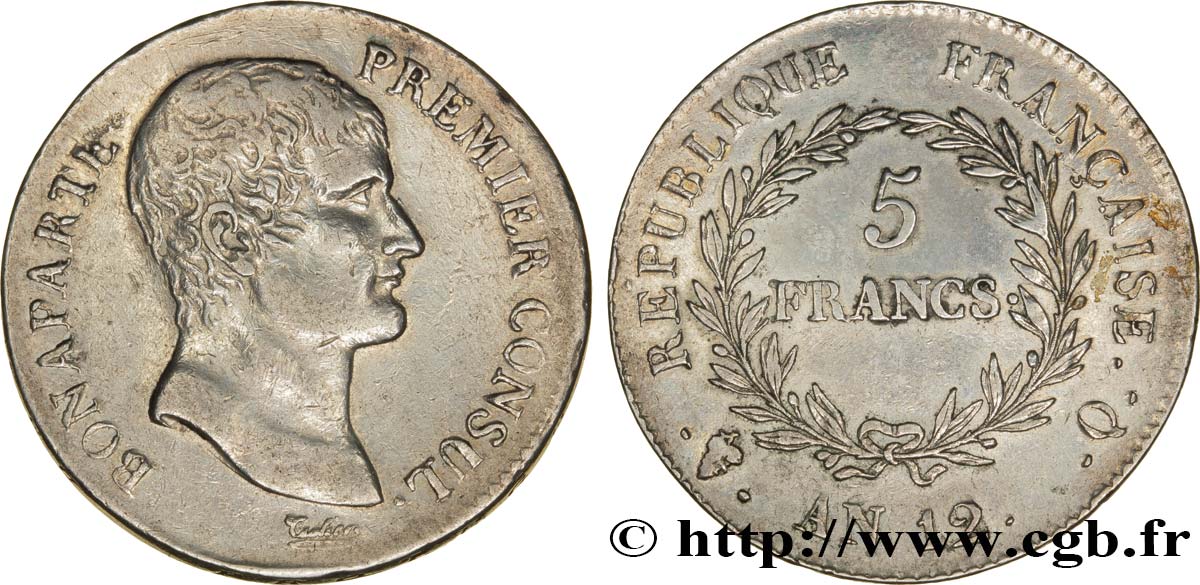 5 francs Bonaparte Premier Consul 1804 Perpignan F.301/22 TTB45 