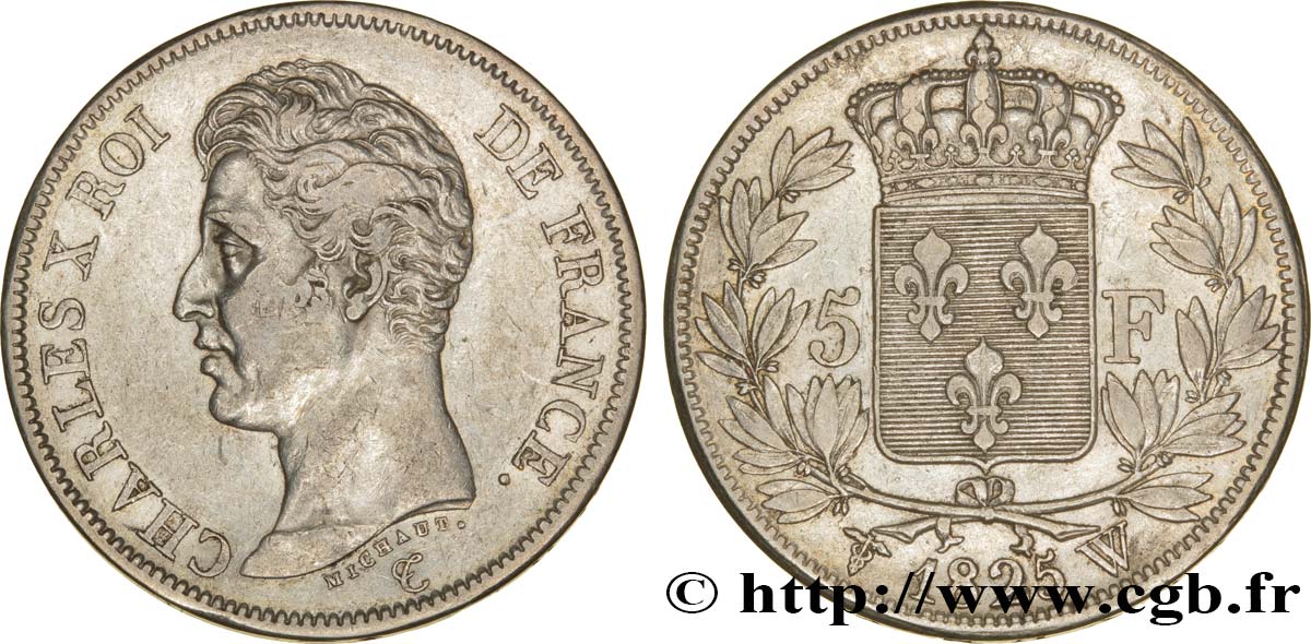 5 francs Charles X, 1er type 1825 Lille F.310/14 TTB47 