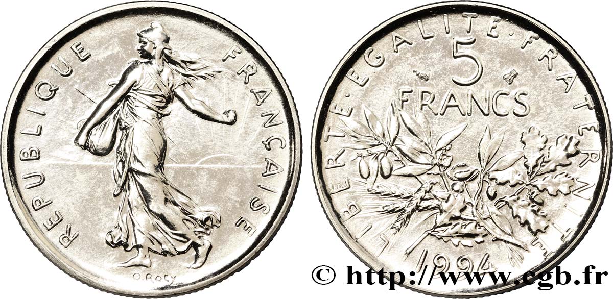 5 francs Semeuse, nickel 1994 Pessac F.341/30 SPL63 