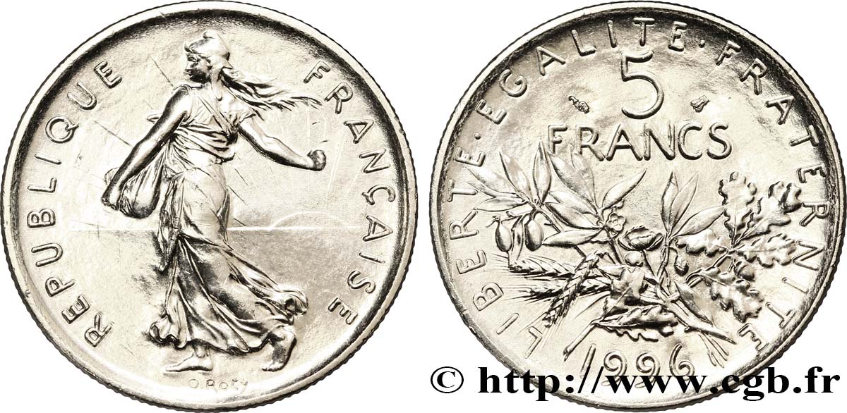 5 francs Semeuse, nickel 1996 Pessac F.341/32 SPL62 