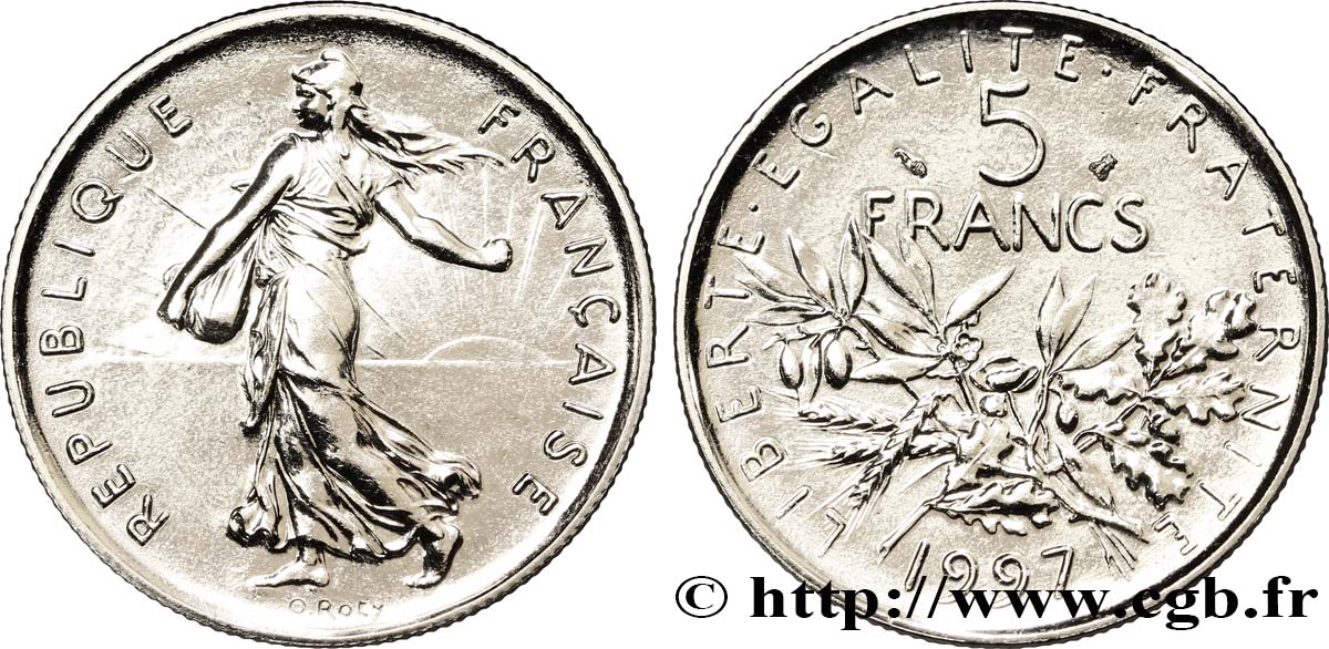 5 francs Semeuse, nickel, BU (Brillant Universel) 1997 Pessac F.341/33 fST63 