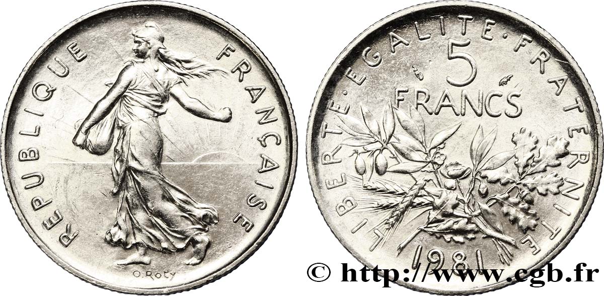 5 francs Semeuse, nickel 1981 Pessac F.341/13 MS60 