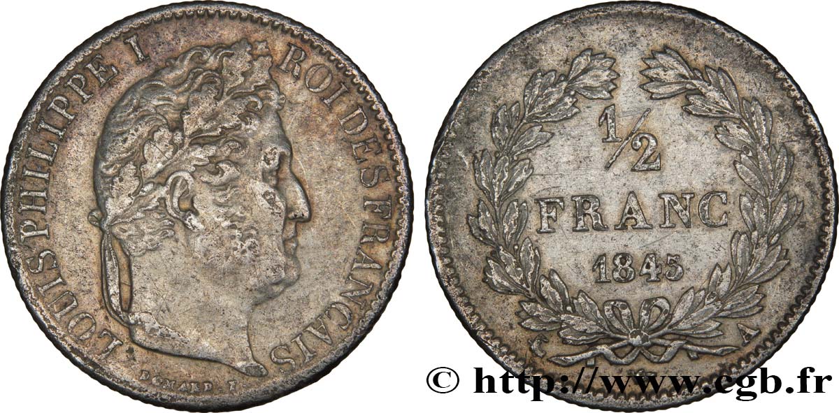 1/2 franc Louis-Philippe 1845 Paris F.182/108 MB35 
