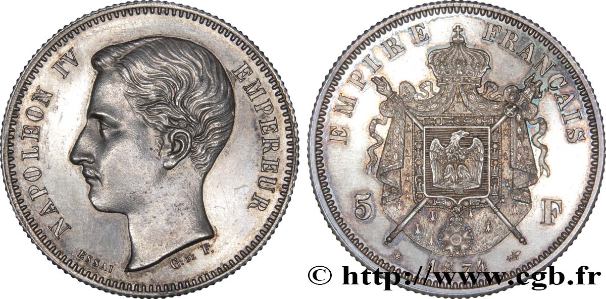 Essai de 5 francs en argent 1874 Bruxelles VG.3760  fST63 