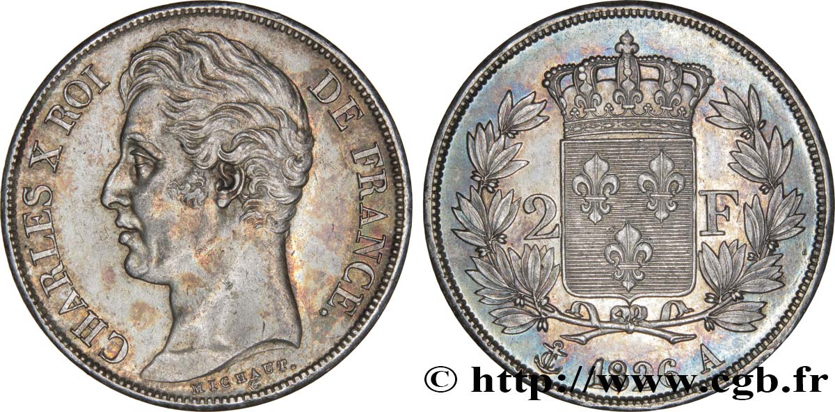 2 francs Charles X 1826 Paris F.258/12 AU52 