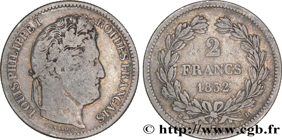 2 francs Louis-Philippe 1832 Lyon F.260/7 TB20 