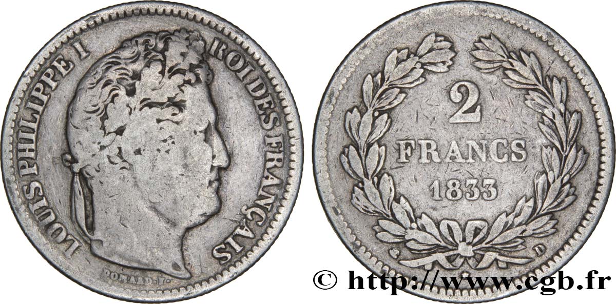 2 francs Louis-Philippe 1833 Lyon F.260/20 MB18 