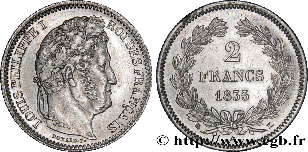 2 francs Louis-Philippe 1833 Bordeaux F.260/22 TTB50 