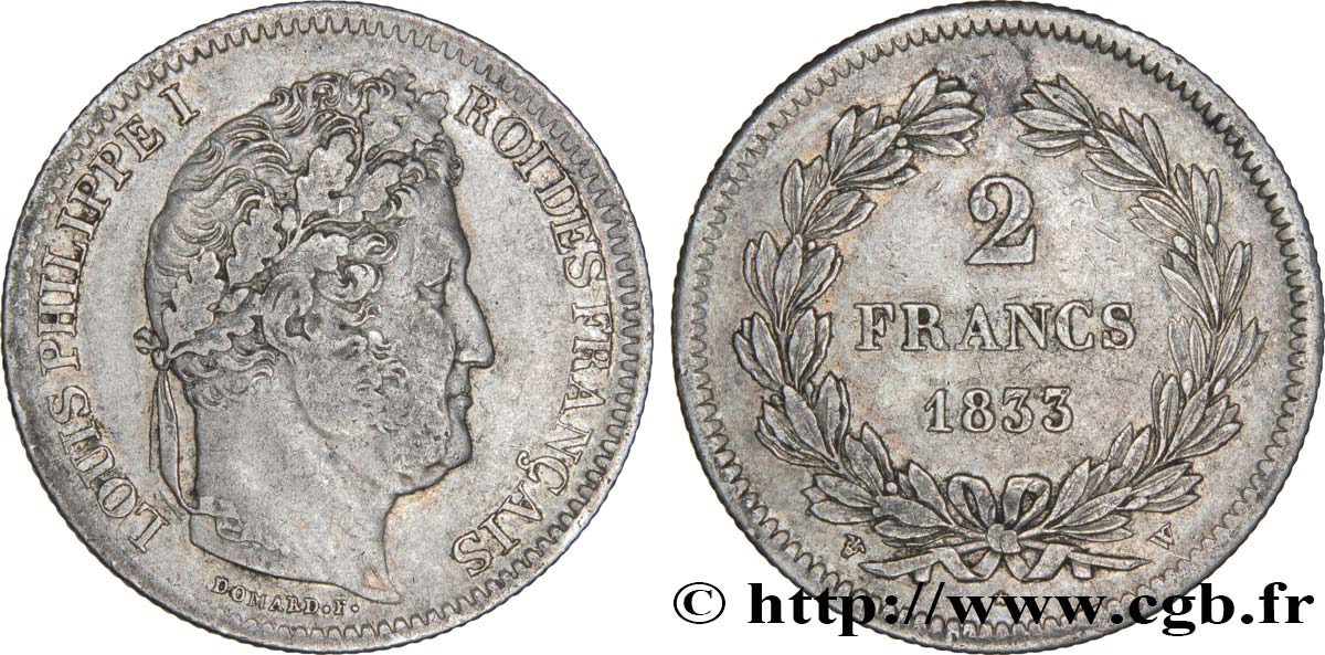 2 francs Louis-Philippe 1833 Lille F.260/28 VF35 