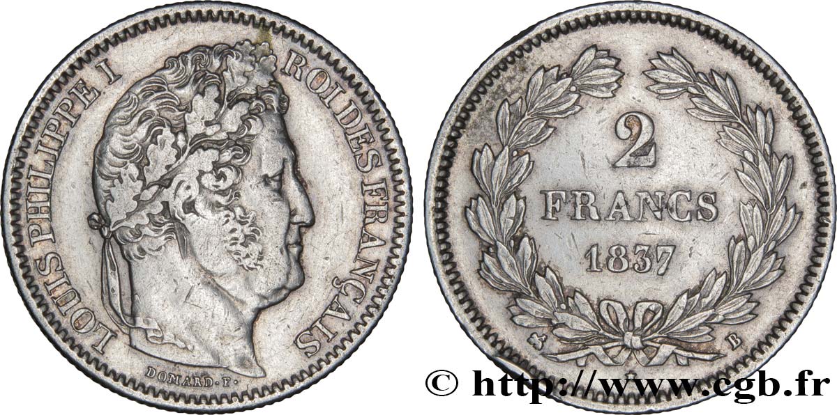 2 francs Louis-Philippe 1837 Rouen F.260/59 TTB45 