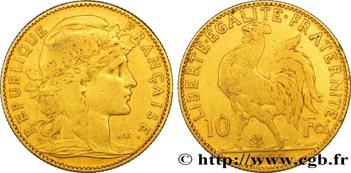 10 francs or Coq 1900 Paris F.509/3 MBC50 