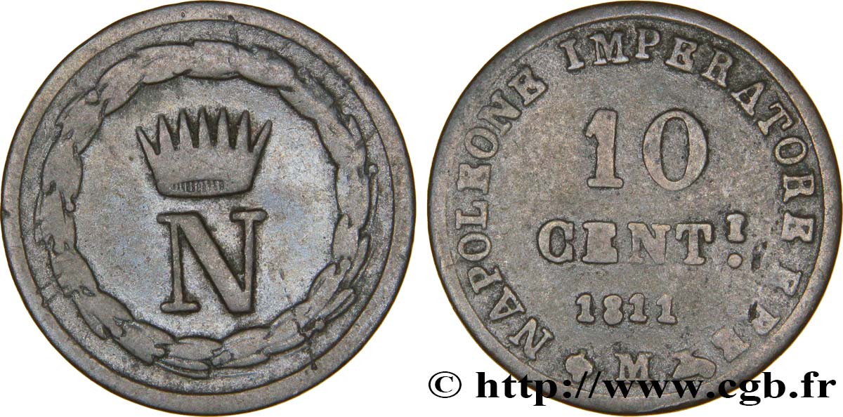 Faux de 10 centesimi 1811 Milan M.291  var. F15 