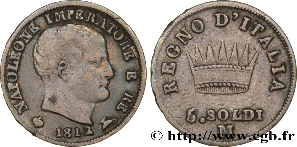 5 soldi Napoléon Empereur et Roi d’Italie 1811 Milan M.282  VF30 