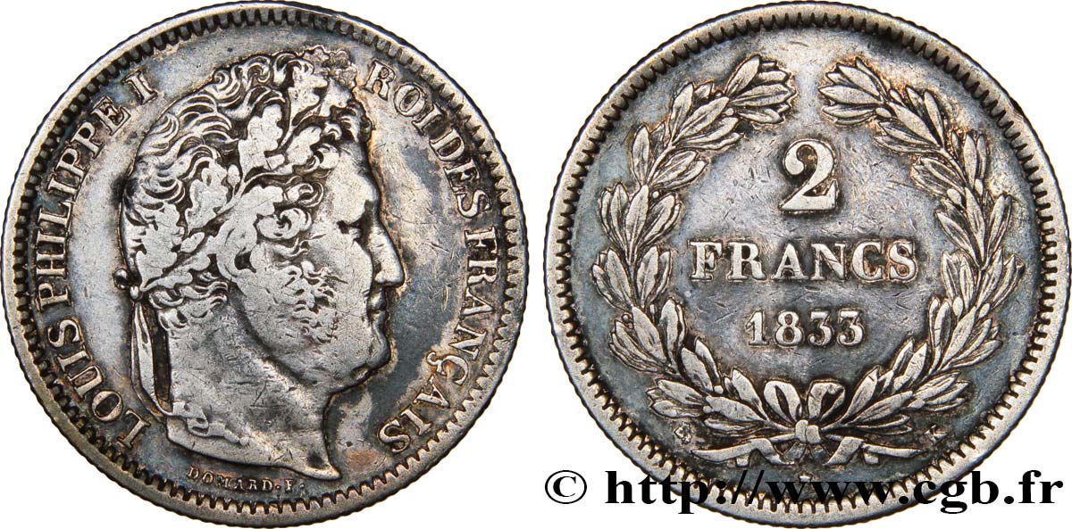 2 francs Louis-Philippe 1833 Bordeaux F.260/22 XF40 