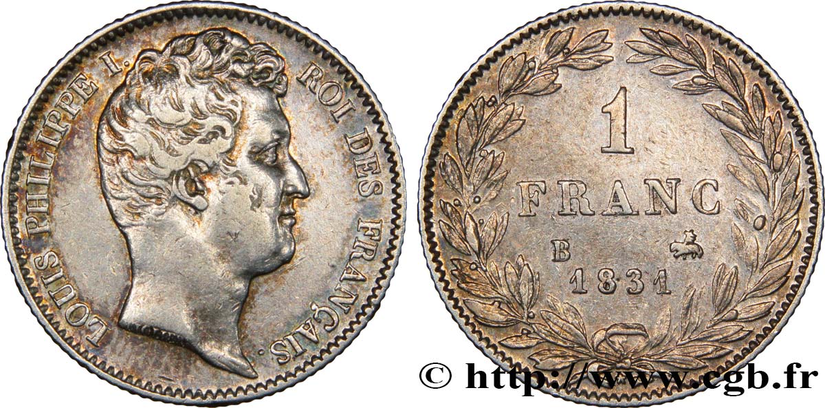 1 franc Louis-Philippe, tête nue 1831 Rouen F.209/2 XF45 