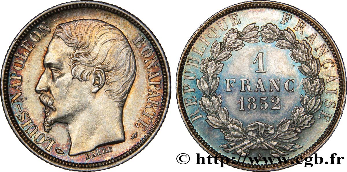 1 franc Louis-Napoléon 1852 Paris F.212/1 SUP58 