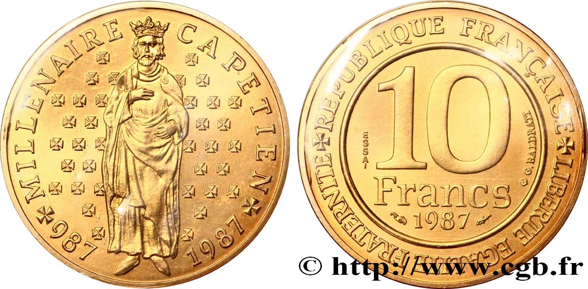 Essai de 10 francs Millénaire Capétien 1987 Pessac F.371/1 FDC70 