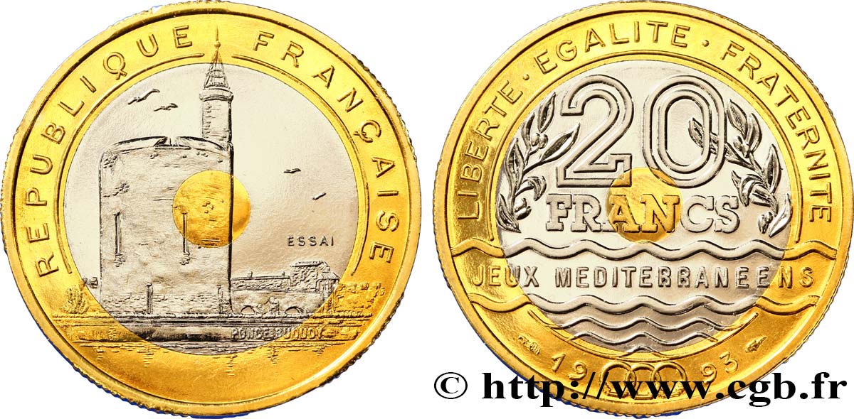 Essai de 20 francs Jeux Méditerranéens 1993 Pessac F.404/1 MS68 
