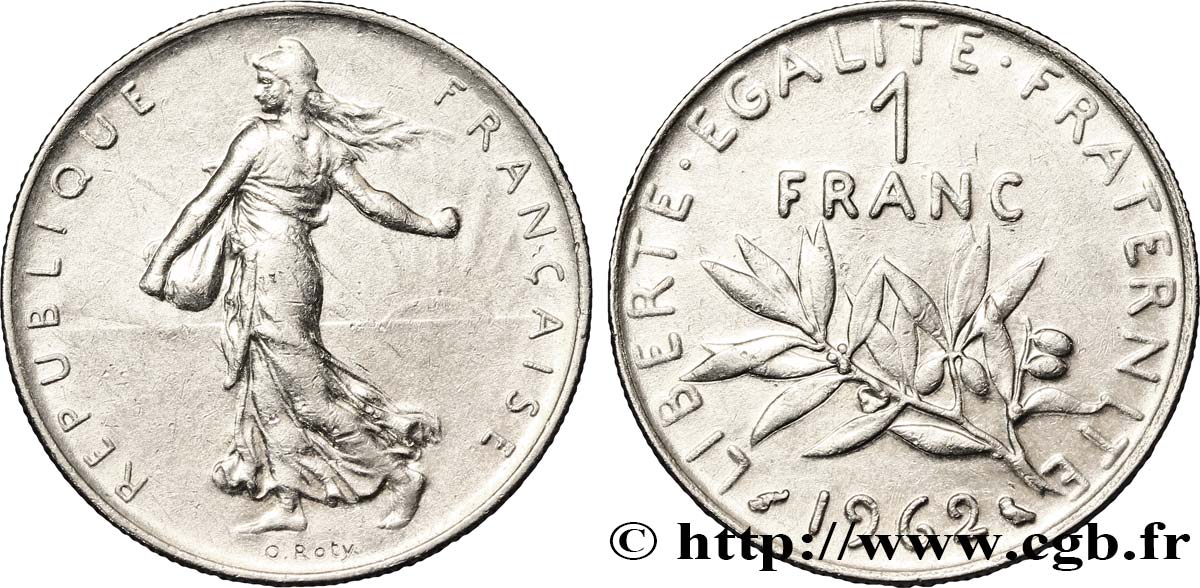 1 franc Semeuse, nickel 1962 Paris F.226/7 MBC48 