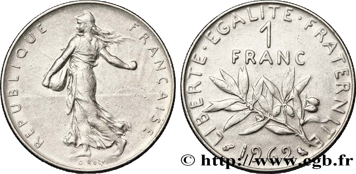 1 franc Semeuse, nickel 1962 Paris F.226/7 BB48 