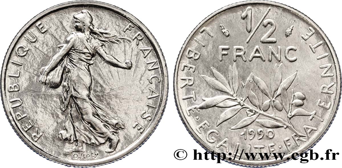 1/2 franc Semeuse 1990 Pessac F.198/29 SUP60 